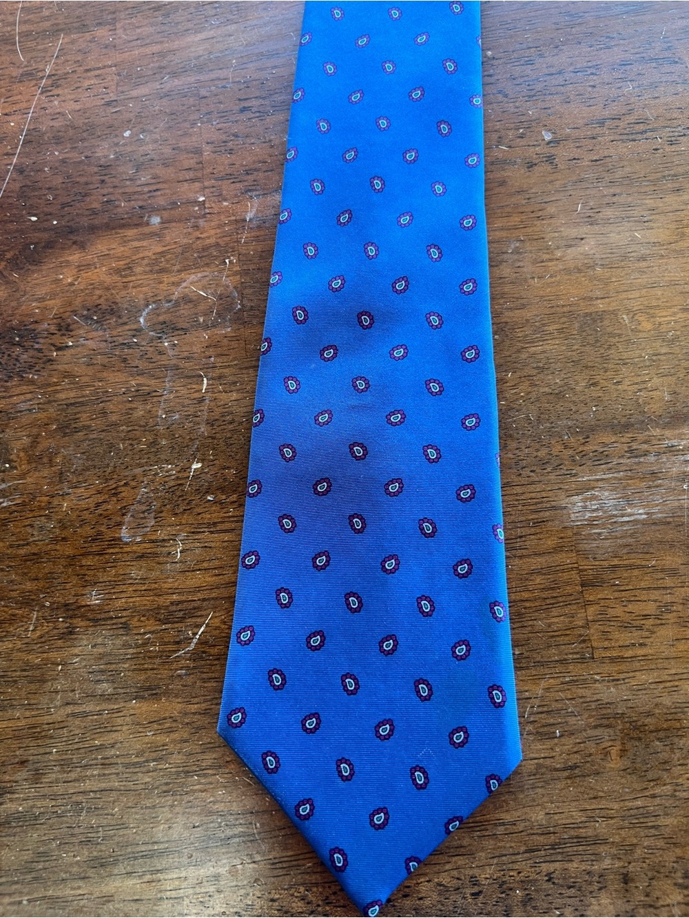 Blue Men's Patterned Silk Tie